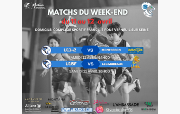 Matchs du week-end du 11 au 12 avril  2026 à domicile