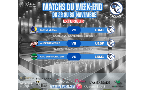 Matchs du week-end du 29 et 30 novembre en exterieur