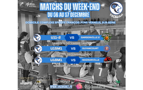 Matchs du week-end du 6 au 7 décembre à Domicile