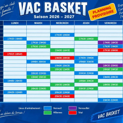 Planning des entraînements 2026-2027