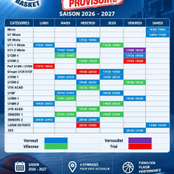 Planning des entraînements 2026-2027